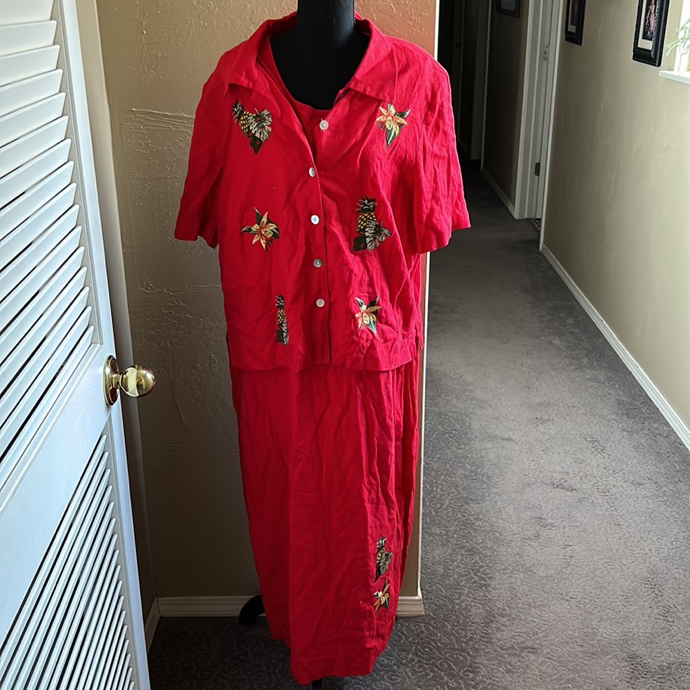 Vintage plus size tropical dress with jacket